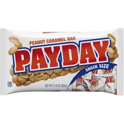 PayDay Pay Day Snack Size Peanut Caramel Candy Bars  11.6oz