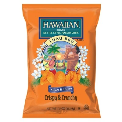 Hawaiian Crispy & Crunchy Luau BBQ Kettle Style Potato Chips 7.5oz