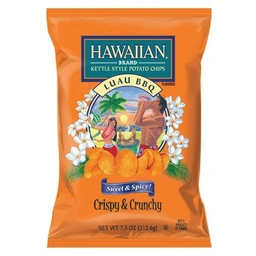 Hawaiian Snacks Hawaiian Crispy & Crunchy Luau BBQ Kettle Style Potato Chips 7.5oz