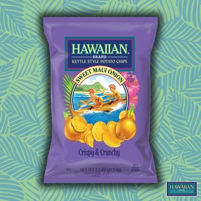 Hawaiian Crispy & Crunchy Sweet Maui Onion Kettle Style Potato Chips  7.5oz