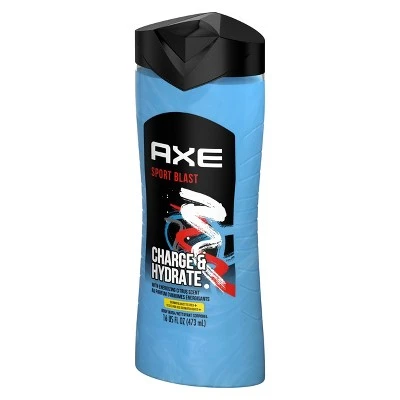 AXE Sport Blast Clean + Recharged 2 in 1 Body Wash Soap + Shampoo 16 fl oz
