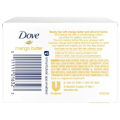 Dove Mango & Almond Butter Beauty Bar Soap  3.75oz/4ct