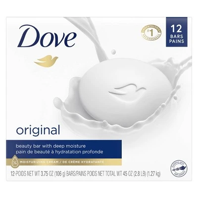 Dove White Moisturizing Beauty Bar Soap  3.75oz/12ct