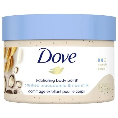 Dove Crushed Macadamia & Rice Milk Exfoliating Body Polish Scrub  10.5oz