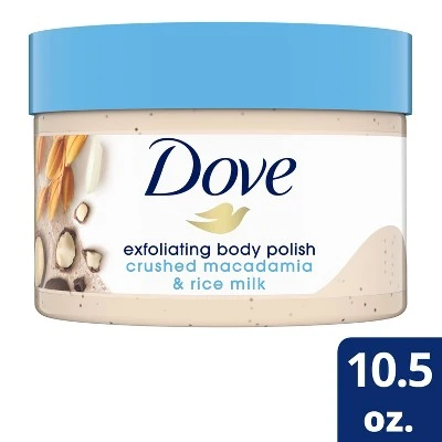 Dove Crushed Macadamia & Rice Milk Exfoliating Body Polish Scrub  10.5oz