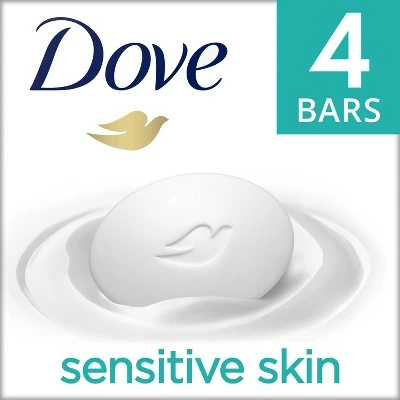 Dove Sensitive Skin Unscented Beauty Bar Soap  3.75oz/4ct