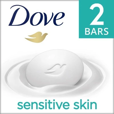 Dove Sensitive Skin Unscented Beauty Bar Soap  3.75oz/2ct