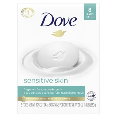 Dove Sensitive Skin Unscented Beauty Bar Soap  3.75oz/8ct