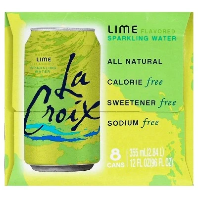 LaCroix Sparkling Water Lime  8pk/12 fl oz Cans