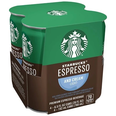 Starbucks Doubleshot Espresso Light Premium Coffee Drink  4pk/6.5 fl oz Cans