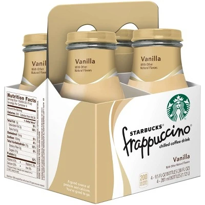 Starbucks Frappuccino Vanilla Coffee Drink  4pk/9.5 fl oz Glass Bottles