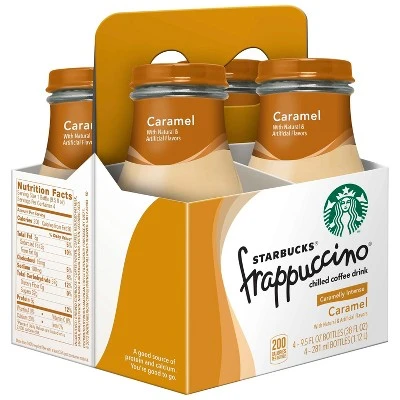 Starbucks Frappuccino Caramel Chilled Coffee Drink  4pk/9.5 fl oz Glass Bottles