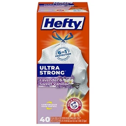 Hefty Hefty Ultra Strong Tall Kitchen Trash Bags, Lavender & Sweet Vanilla Scent, 13 Gallon, 40 Count