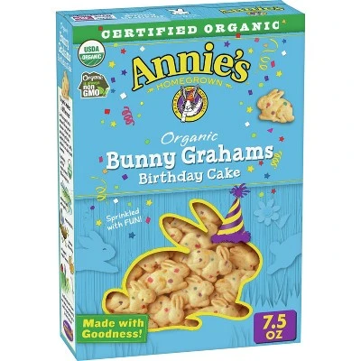 Annie's Organic Bunny Grahams Birthday Cake Baked Graham Snacks 7.5oz