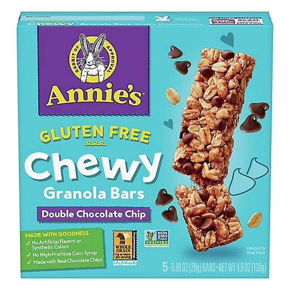 Annie's Homegrown Chewy Gluten Free Granola Bars, Double Chocolate Chip