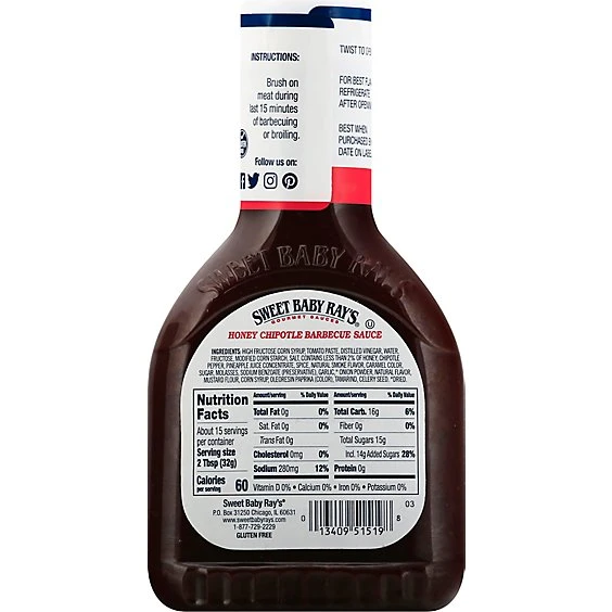 Sweet Baby Ray's Honey Chipotle Barbecue Sauce  18oz