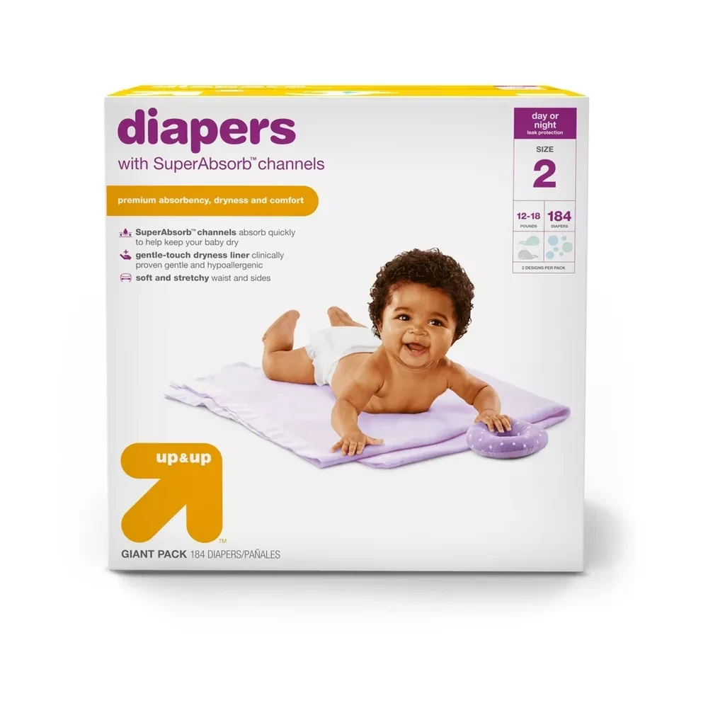 Up&Up Diapers Giant Pack - Size 2, 184 count