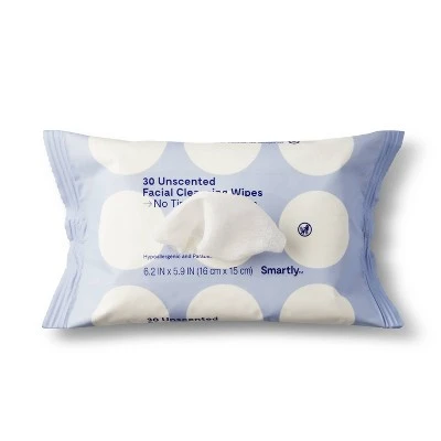 Unscented Facial Cleansing Wipes  30ct  Smartly™