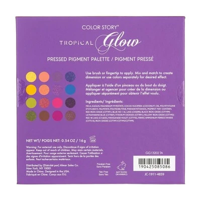 Color Story Tropical Glow Pressed Pigment Eyeshadow Palette 0.32oz
