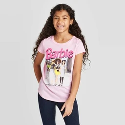 Barbie Girls' Short Sleeve Barbie Graphic T Shirt  Pink