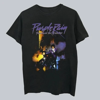Men's Prince Purple Rain Short Sleeve Graphic T Shirt  Black