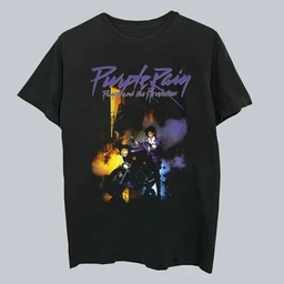 Merch Traffic Men's Prince Purple Rain Short Sleeve Graphic T Shirt  Black