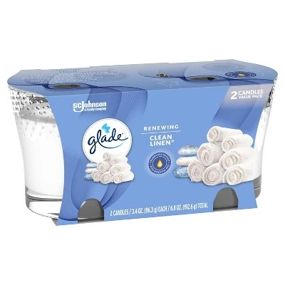 Glade Clean Linen Candle  2pk/3.4oz
