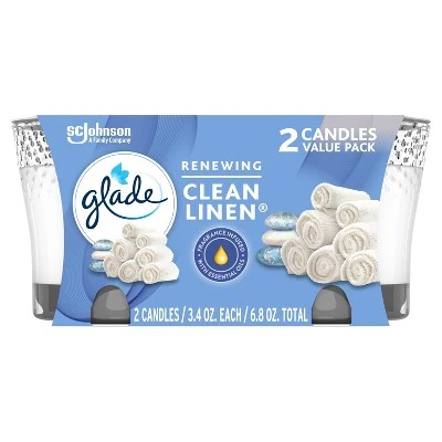Glade Clean Linen Candle  2pk/3.4oz