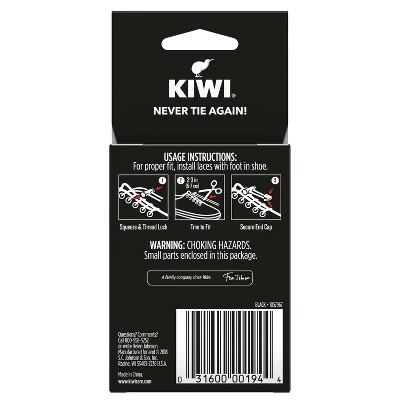 KIWI Sneaker No Tie Shoe Laces, Black, One Size Fits All (1 Pair)