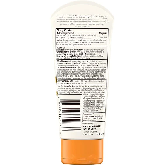 Aveeno Protect Hydrate Face Sunscreen Lotion With  SPF 50  3oz