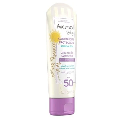 Aveeno Baby Continuous Protection Sensitive  Zinc Oxide With Broad Spectrum Skin Lotion Sunscreen  