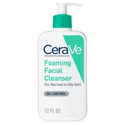 CeraVe Foaming Facial Cleanser for Normal to Oily Skin, Fragrance Free 12oz