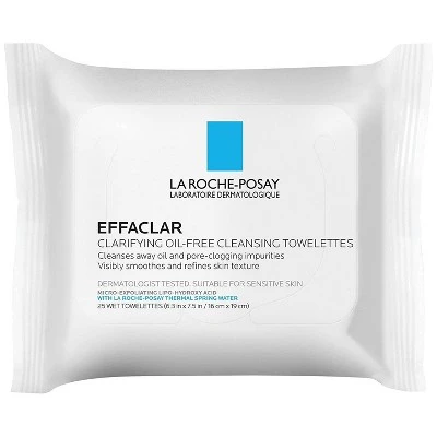 La Roche Posay Effaclar Clarifying Oil Free Cleansing Towelettes for Oily Skin Face Wipes  25ct