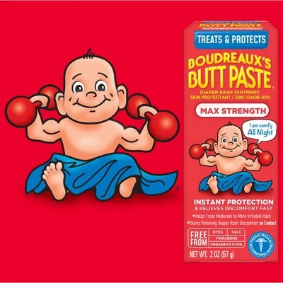 Boudreaux's Butt Paste Maximum Strength Diaper Rash Ointment Tube 2oz