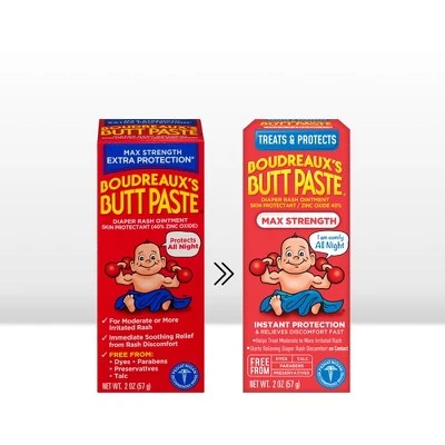 Boudreaux's Butt Paste Maximum Strength Diaper Rash Ointment Tube 2oz