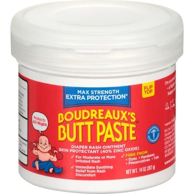 Boudreaux's Butt Paste Maximum Strength Diaper Rash Ointment Jar  14oz