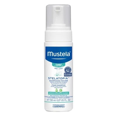 Mustela Stelatopia Fragrance Free Baby Foam Shampoo for Eczema Prone Skin  5.07 fl oz