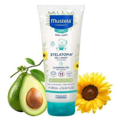 Mustela Stelatopia Fragrance Free Baby Cleansing Gel & Wash for Eczema Prone Skin  6.76 fl oz