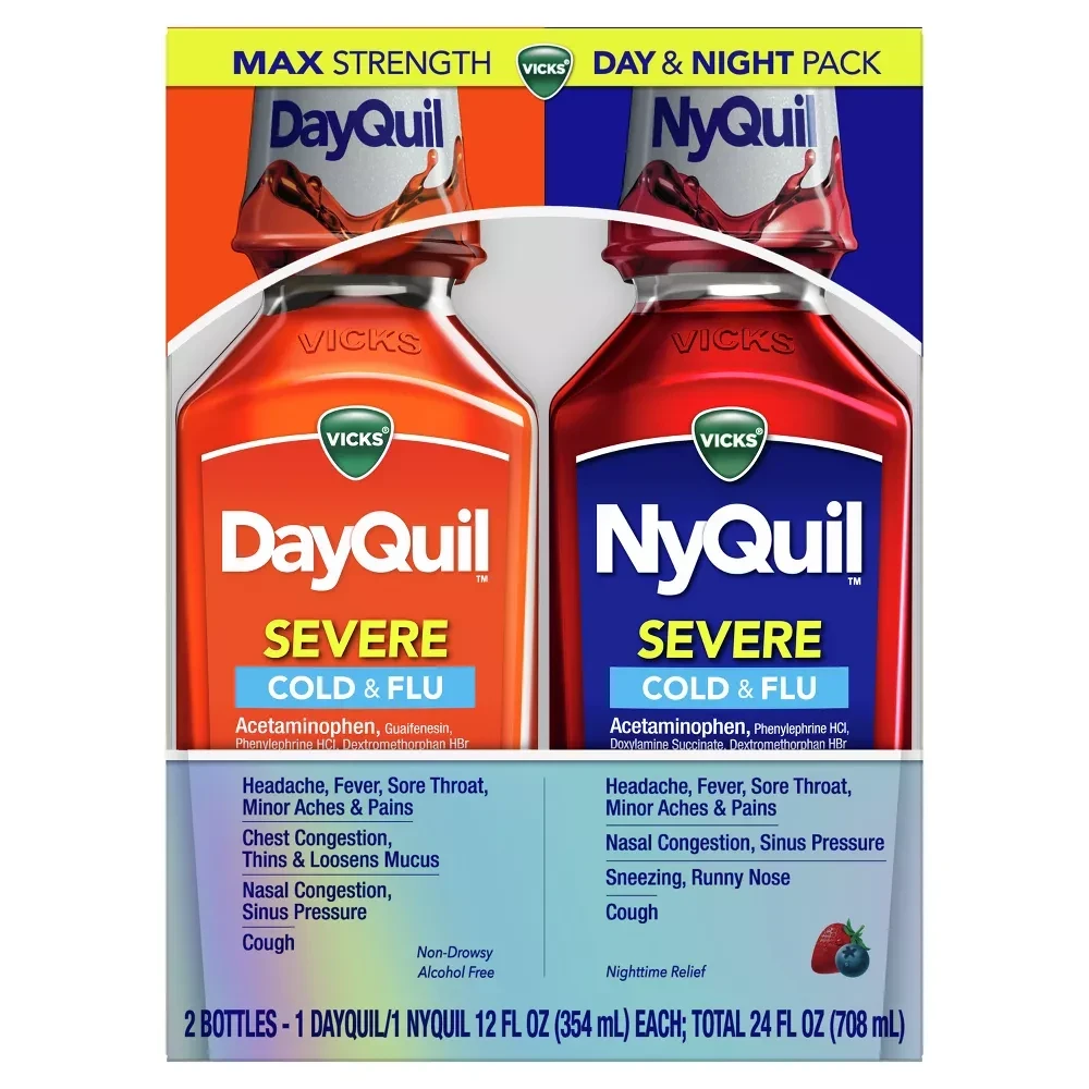 Vicks DayQuil & NyQuil Severe Cold & Flu Relief Liquid 12 fl oz/2pk