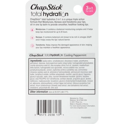 Chapstick Total Hydration Lip Balm  Cooling Peppermint  0.12oz