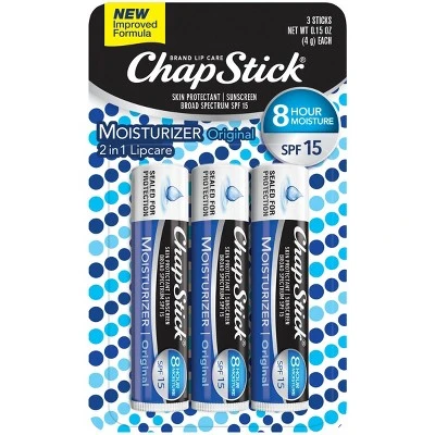 Chapstick Moisturizing Lip Balm  Original with SPF 15  3ct