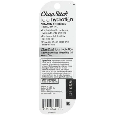 Chapstick Total Hydration Tinted Lip Oil  Warm Pink  0.24oz