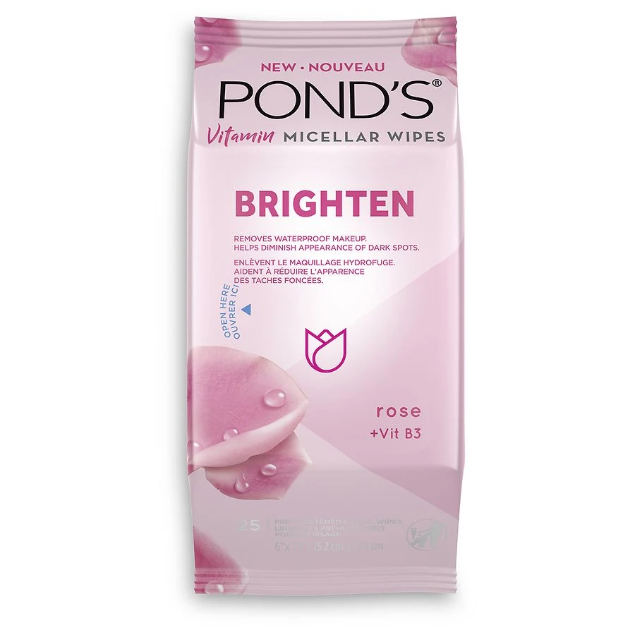 Pond's Vitamin Micellar Brighten Facial Wipes Vit B3 Rose 25ct