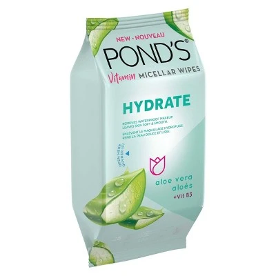 Pond's Vitamin Micellar Hydrate Facial Wipes  Vit B3  Aloe Vera  25ct