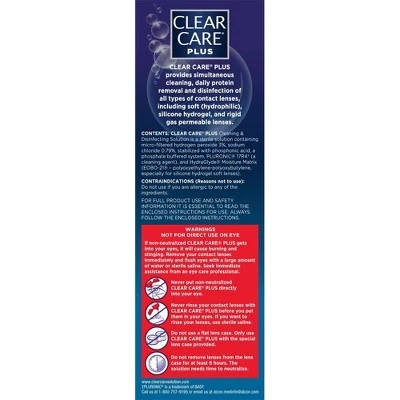 Clear Care Plus With Hydraglyde Contact Lens Solution For Soft Lenses