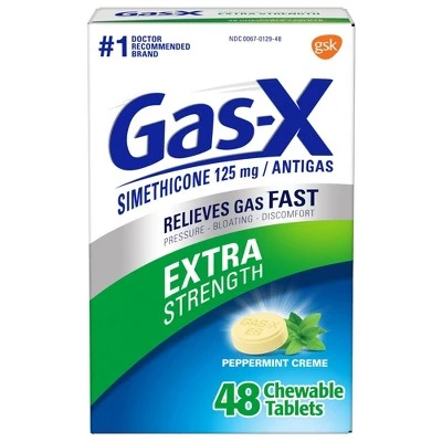 Gas X Extra Strength Anti gas Peppermint Creme Chewable Tablets  48ct