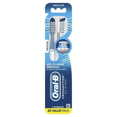 Oral B CrossAction All In One Manual Toothbrush Medium  2 ct