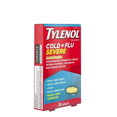 Tylenol Cold & Flu Severe Multi Symptom Caplets Acetaminophen 24ct