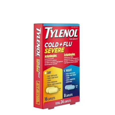 Tylenol Cold+Flu Severe Day/Night Caplets Acetaminophen 24ct