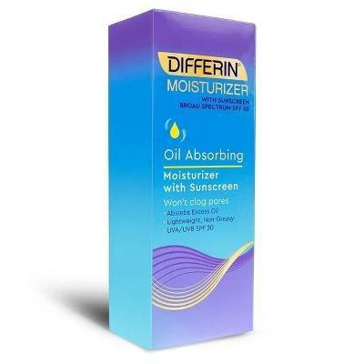 Differin Oil Absorbing Moisturizer with Sunscreen, Broad Spectrum UVA/UVB SPF 30  4oz